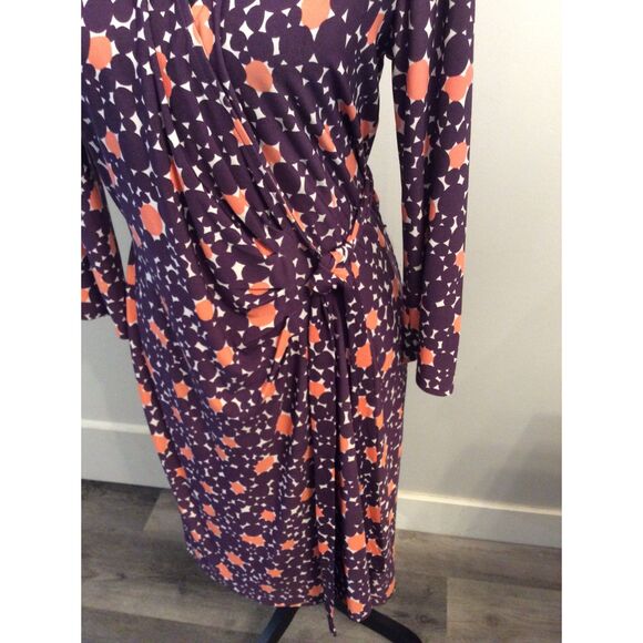 Donna Morgan Size 10 Wrap Dress Faux Geo Print Stretch - Picture 3 of 6